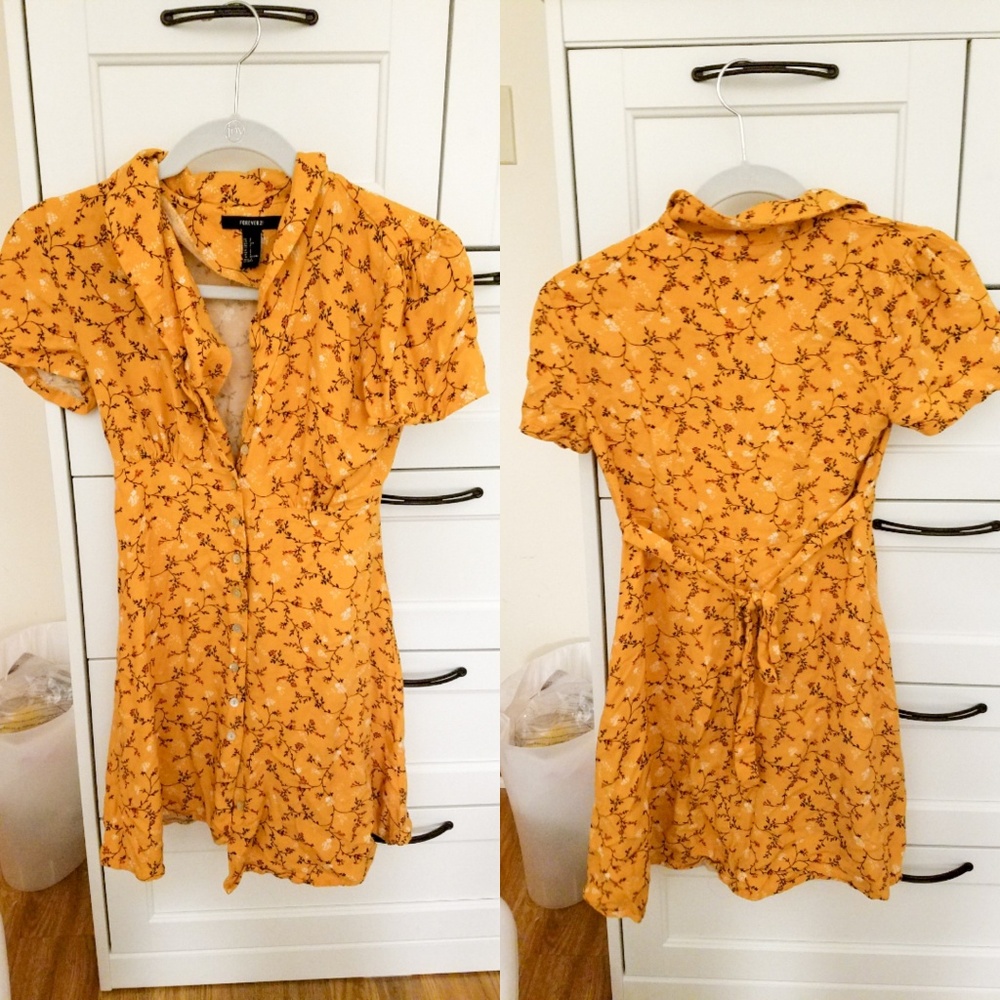 Tie-Waist Floral Print Dress